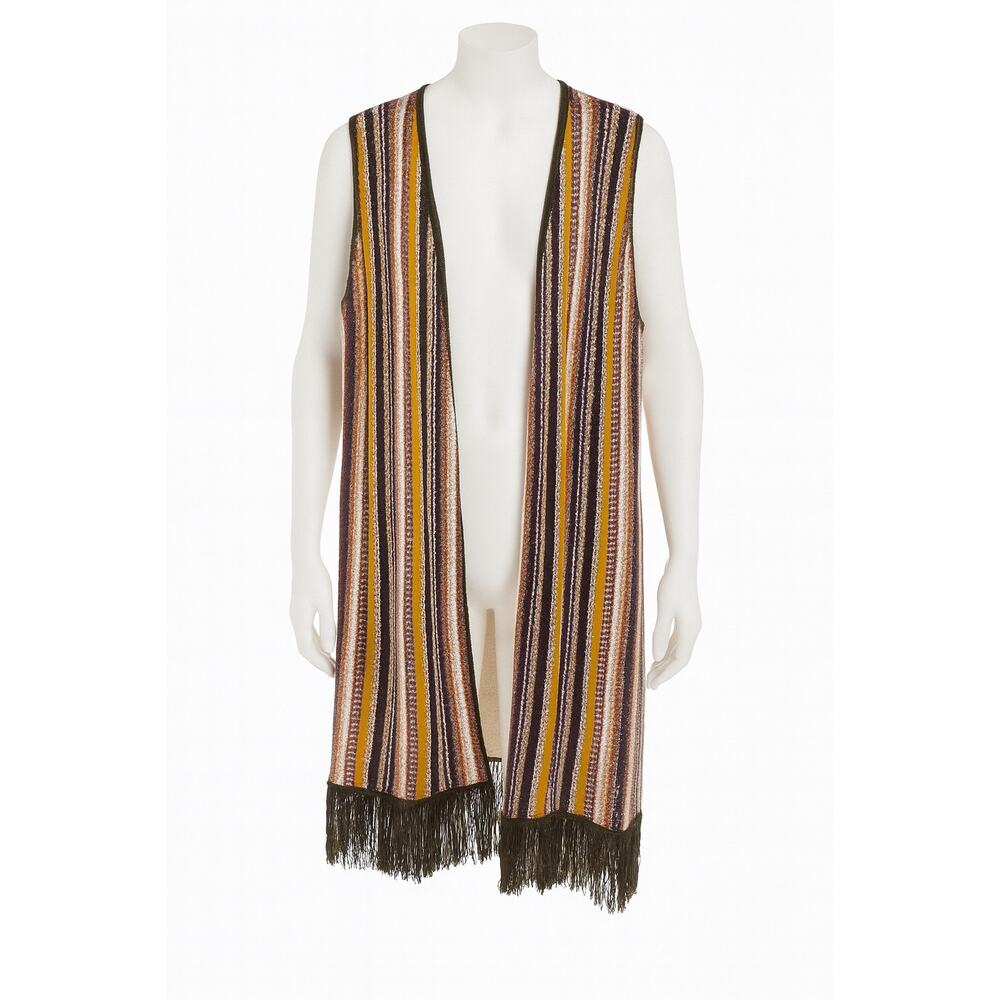 CATO CROCHET LONG VEST WITH FRINGE BOHO FASHION SIZE 18/28 NEW WITH TAGS